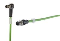 Metz Connect 142M1D19010 M12 Netwerkkabel, patchkabel CAT 5e SF/FTP 1.00 m Groen PUR-mantel, Zuurbestendig, Ozonbestendig, UV-bestendig, Geschikt voor