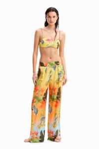 Tropische wide leg broek - ORANGE - L