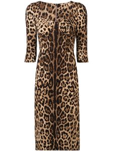 Dolce & Gabbana robe à imprimé léopard - Marron