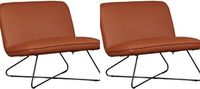 Set van 2 Cognac leren industriële fauteuils zonder armleuning Smile - Toledo Leer Natur (cognac leer)