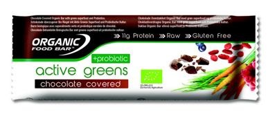 Organic Food Bar Biologische Active Greens Chocolate Covered + Probiotics Bar 68 Gram