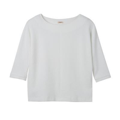 Sweatshirt van bio-katoen met raatstructuur, natuurwit 44/46