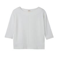 Sweatshirt van bio-katoen met raatstructuur, natuurwit 44/46