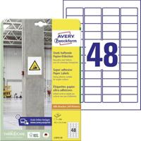 AVERY Zweckform L7873-20 Sterk hechtende etiketten (960 stickers, 45,7 x 21,2 mm op A4, extreem sterk zelfklevend, ook voor moeilijke oppervlakken, bedrukbare Power zelfklevende etiketten) 20 vellen,
