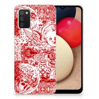 Silicone Back Case Samsung Galaxy A02s Angel Skull Rood