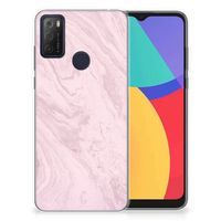 Alcatel 1S (2021) TPU Siliconen Hoesje Marble Pink - Origineel Cadeau Vriendin