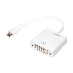 LogiLink UA0245A USB / DVI Adapter [1x USB 3.2 Gen 2 stekker C (USB 3.1) - 1x DVI-bus 24+5-polig] Wit 14.00 cm