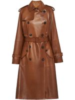 Prada manteau en cuir à boutonnière croisée - Marron