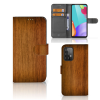 Samsung Galaxy A52 Book Style Case Donker Hout - thumbnail