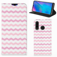 Huawei P30 Lite New Edition Hoesje met Magneet Waves Roze