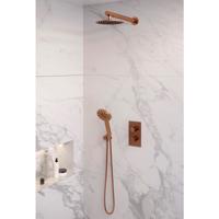 Regendoucheset 31 Inbouw Muur Brauer Copper Edition 20cm Rond Geborsteld Koper PVD 2 Greeps 3-weg met Thermostaatkraan en Handdouche