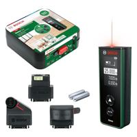 Bosch laserafstandsmeter Zamo van de 4e generatie met 3 adapters (makkelijk en nauwkeurig meten tot max. 25 m, oplaadbare batterijen via USB-C®, met adapterfunctie, in kartonnen doos)