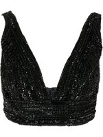 Elisabetta Franchi débardeur crop en perles - Noir