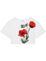 Dolce & Gabbana Kids t-shirt crop à fleurs - Blanc