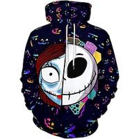 De nachtmerrie voor Kerstmis Jack Skellington Trui met capuchon Cartoon Manga Anime 3D Voorvak Grafisch Kangoeroe zak Voor Voor Stel Voor heren Dames Volwassenen Halloween Carnaval Maskerade 3D Lightinthebox