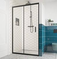 Saqu Sturdy Schuifdeur incl. antikalk 120x200 cm helder glas/mat zwart