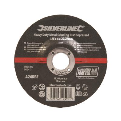 Silverline Verzonken Heavy-Duty Metaal Slijpschijf - 125 x 6 x 22,23 mm.