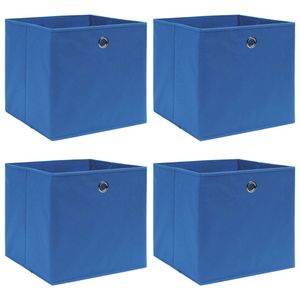 Opbergboxen 4 st 32x32x32 cm stof blauw