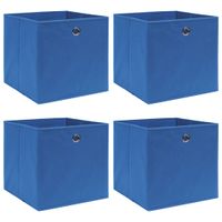 Opbergboxen 4 st 32x32x32 cm stof blauw - thumbnail