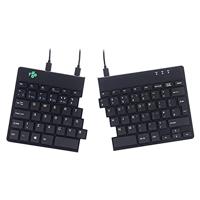 R-Go Split-toetsenbord, ergonomisch ontwerp met gesplitst toetsenbord en geïntegreerde onderbroken indicator, QWERTY-indeling (UK), USB-bekabeld, zwart