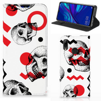 Mobiel BookCase Huawei P Smart (2019) Skull Red - thumbnail