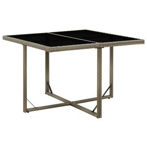 Tuintafel 109x107x74 cm poly rattan en glas grijs