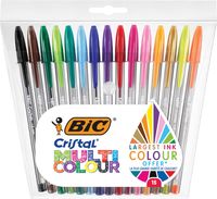 Bic balpen Cristal Multicolour, etui van 15 stuks in geassorteerde kleuren - thumbnail