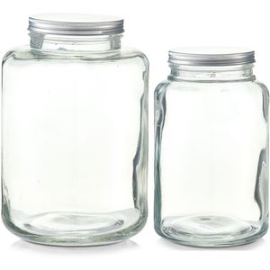 2x Grote glazen voorraadpotten/koekjespotten 4900 ml en 7000 ml