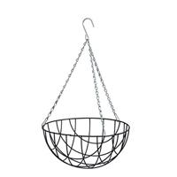 Hanging basket/plantenbak groen met verchroomde ketting - 20 x 40 x 40 cm - geplastificeerd metaaldraad - bloemenmand