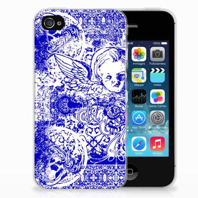 Silicone Back Case Apple iPhone 4 | 4s Angel Skull Blauw Silicone Back Case Apple iPhone 4 | 4s Angel Skull Blauw