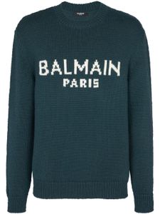 Balmain pull en maille à logo imprimé - Vert