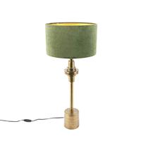 QAZQA - Art Deco Art deco tafellamp met velours kap groen 35 cm - Diverso | Woonkamer | Slaapkamer - Aluminium Cilinder - E27 Geschikt voor LED - Max. 1 x 40 Watt