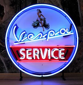 Vespa Neon Verlichting - Met Achterplaat - 60 x 60 cm