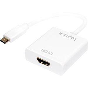 LogiLink UA0236A HDMI Adapter [1x USB 3.2 Gen 2 stekker C (USB 3.1) - 1x HDMI-bus] Wit 14.00 cm