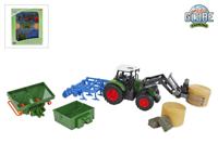 Kids Globe Tractor Met 8 Accessoires Freewheel 30cm Groen - thumbnail