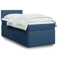 vidaXL Boxspring met matras stof blauw 100x200 cm