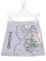 Kenzo Kids jupe imprimée à taille à lien de resserrage - Gris