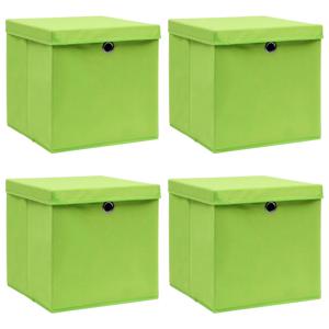 Opbergboxen met deksel 4 st 32x32x32 cm stof groen