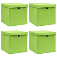 Opbergboxen met deksel 4 st 32x32x32 cm stof groen - thumbnail