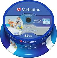 Verbatim BD-R SL Datalife 25 GB - Blu-Ray-Disk - 6 x brandsnelheid - groot bedrukbaar - Hardcoat Scratch Guard - Spindel - 25 stuks