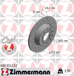 Remschijf SPORT REMSCHIJF COAT Z ZIMMERMANN, Remschijftype: Geperforeerd, u.a. für Seat, VW, Skoda, Audi