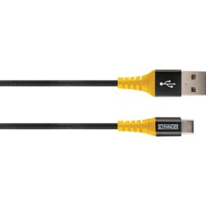 Schwaiger USB-kabel USB 2.0 USB-A stekker, USB-C stekker 1.20 m Zwart, Geel Scheurbestendig WKUC10 511