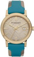 Horlogeband Burberry BU9018 Leder Blauw 20mm - thumbnail