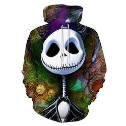 De nachtmerrie voor Kerstmis Jack Skellington Trui met capuchon Cartoon Manga Anime 3D Voorvak Grafisch Kangoeroe zak Voor Voor Stel Voor heren Dames Volwassenen Halloween Carnaval Maskerade 3D Lightinthebox