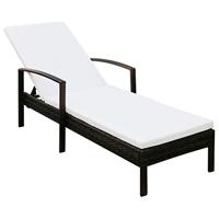 vidaXL Ligbed met Kussen Tuin Ligstoel Tuinbed Tuinmeubel Tuinbed Ligbedden Ligstoelen Tuinmeubilair Buitenmeubel Poly Rattan Bruin
