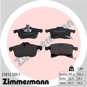 Remblokkenset, schijfrem ZIMMERMANN, u.a. für Vauxhall, Opel, Chevrolet