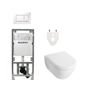 Villeroy Boch Subway 2.0 DirectFlush Toiletset - softclose - geberit reservoir - bedieningsplaat wit chroom sigma30 - wit 0701131/0124060/ga26028/sw61798/