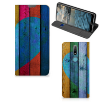 Nokia 2.4 Book Wallet Case Wood Heart - Cadeau voor je Vriend - thumbnail