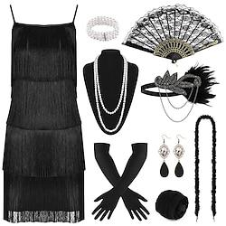 Roaring jaren '20 Jaren 1920 Cocktail jurk Vintage Jurk Flapper jurk Jurken Outfits Galajurken Kerst feestjurk The Great Gatsby Charleston Dames Kwastje Veer Nieuwjaar Halloween Feest / Uitgaan 1 Lightinthebox