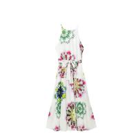 Desigual halter maxi jurk met all over print en volant wit/multi
